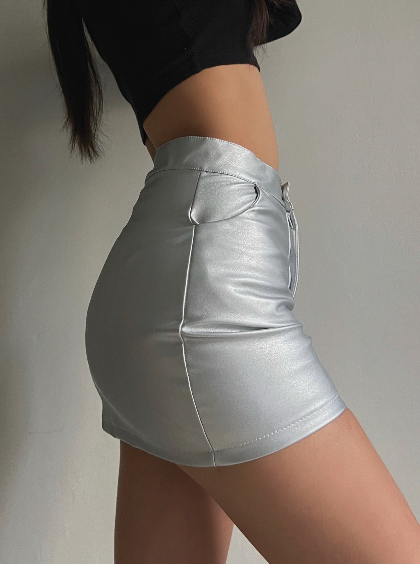 Leather Skirt - Plateado