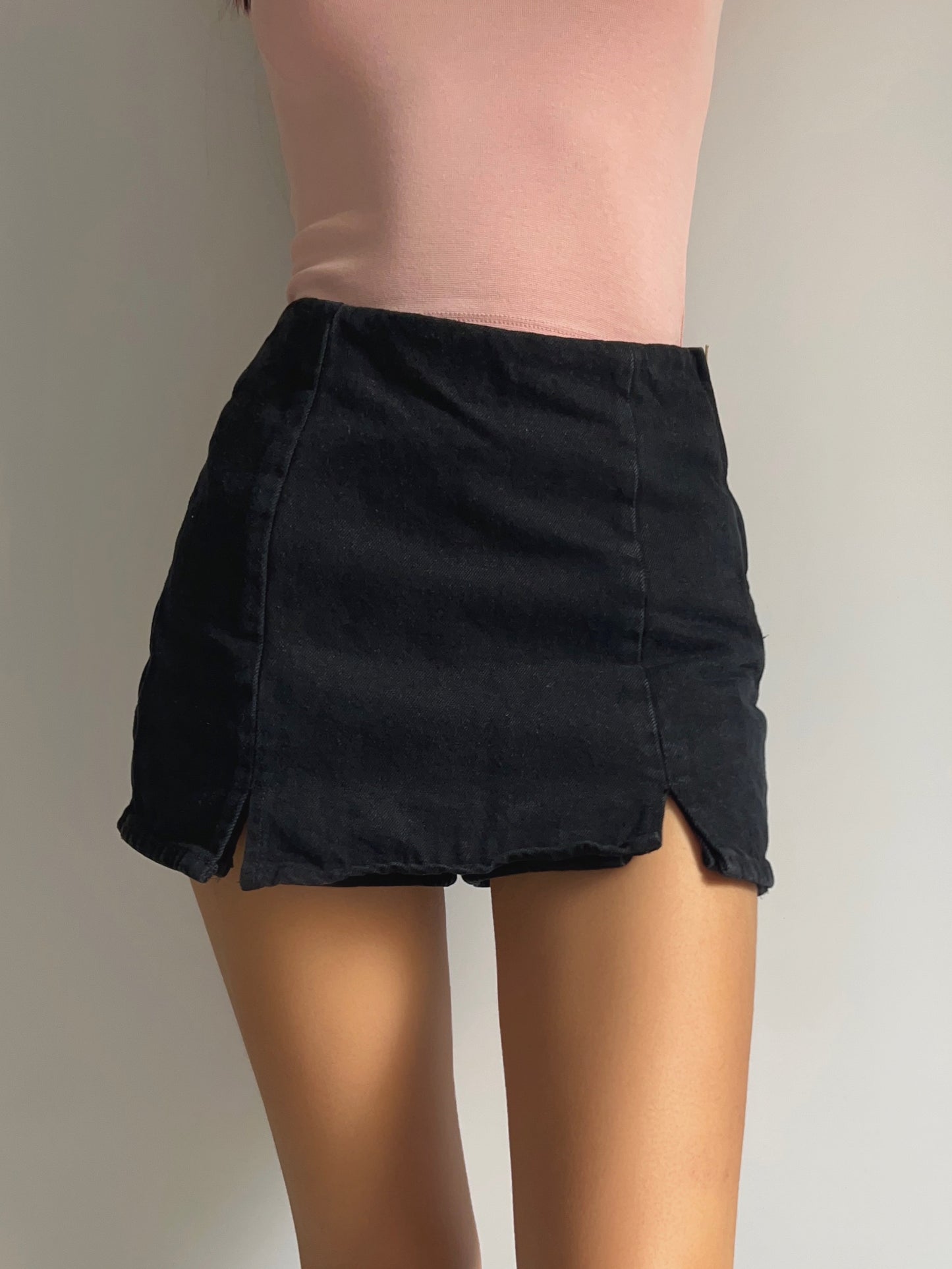 Falda Short Denim Lisa - Negro