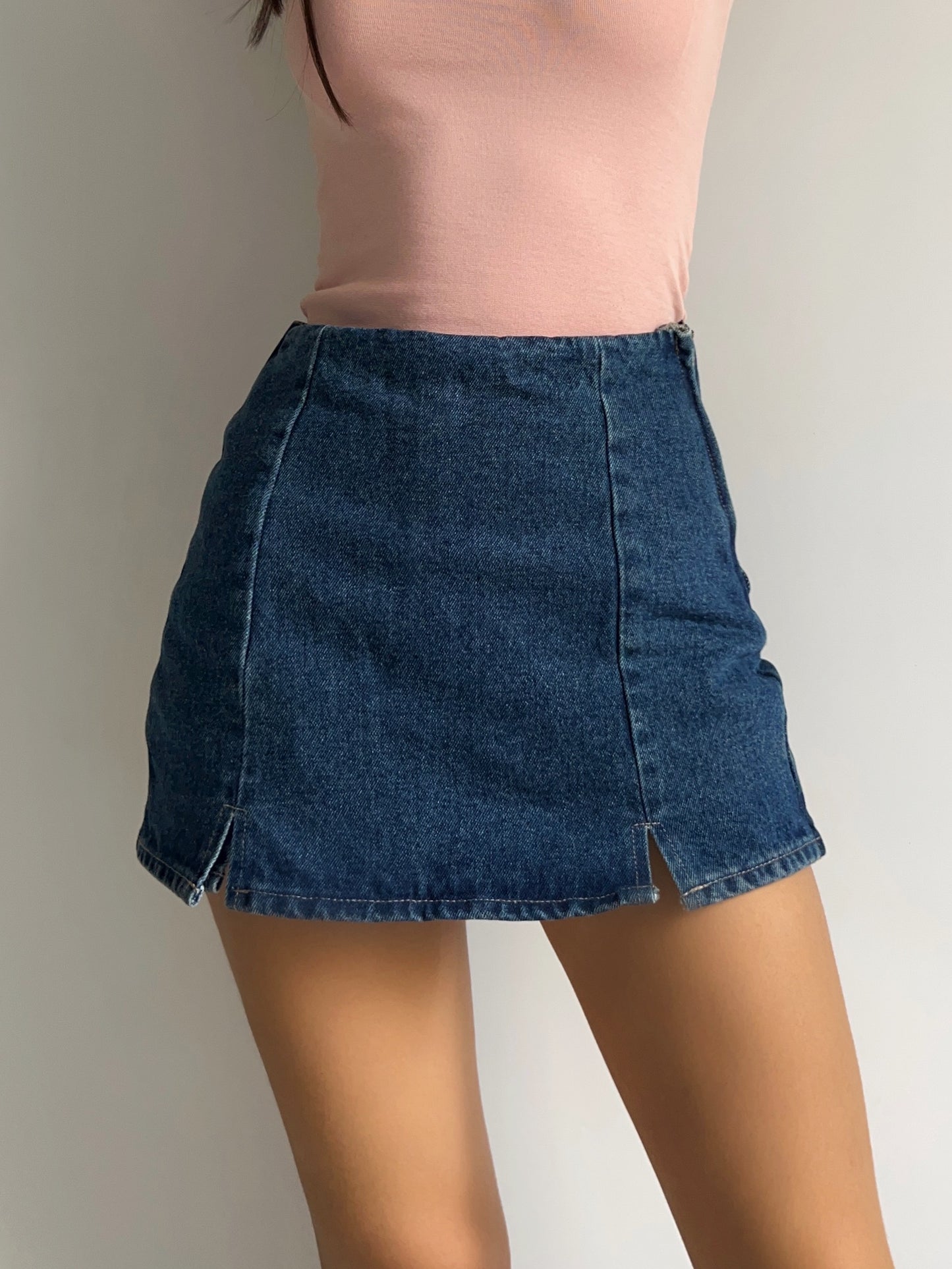 Falda Short Denim Lisa - Azul Oscuro