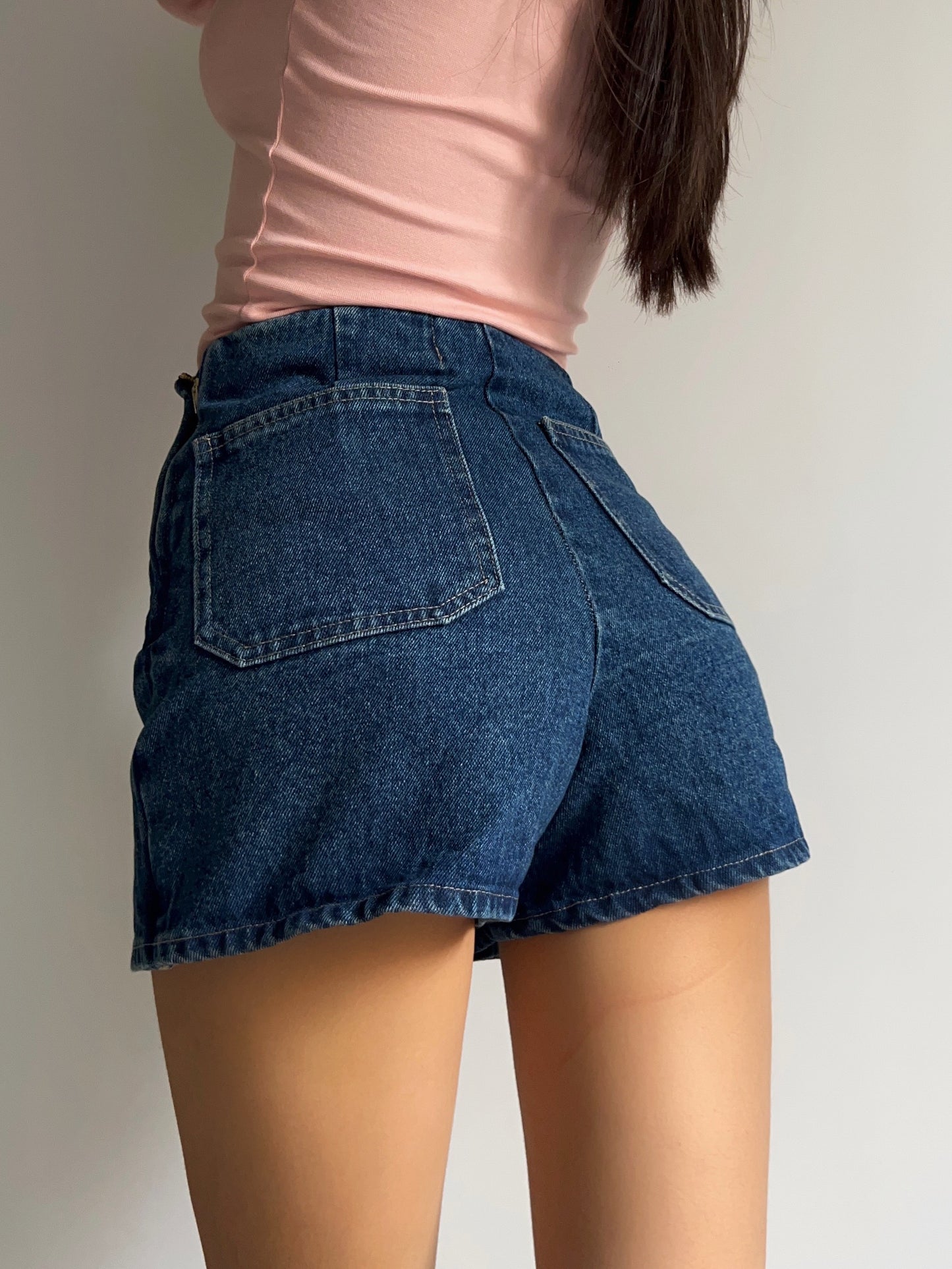 Falda Short Denim Lisa - Azul Oscuro