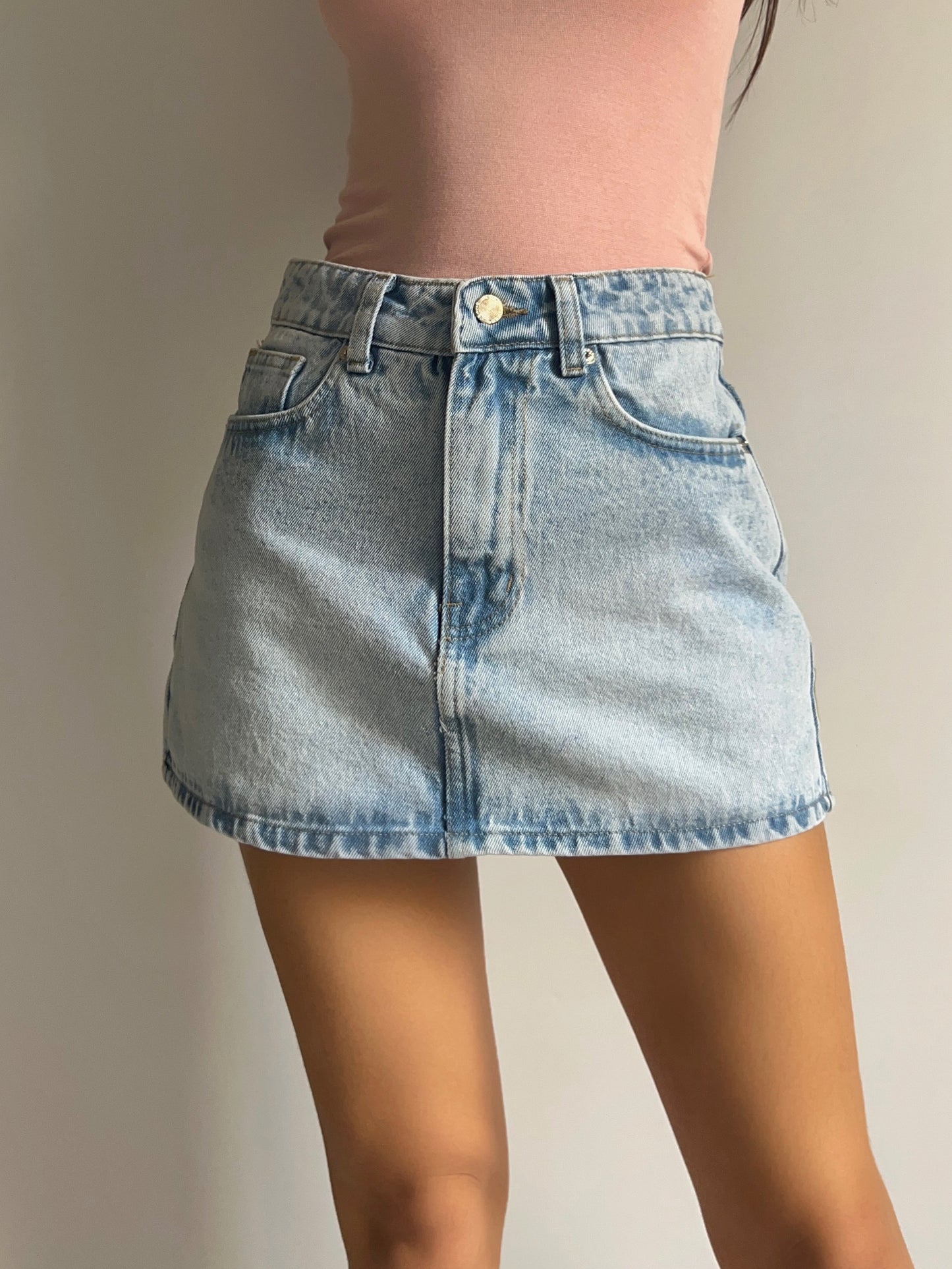 Falda Short Denim Mica - Celeste