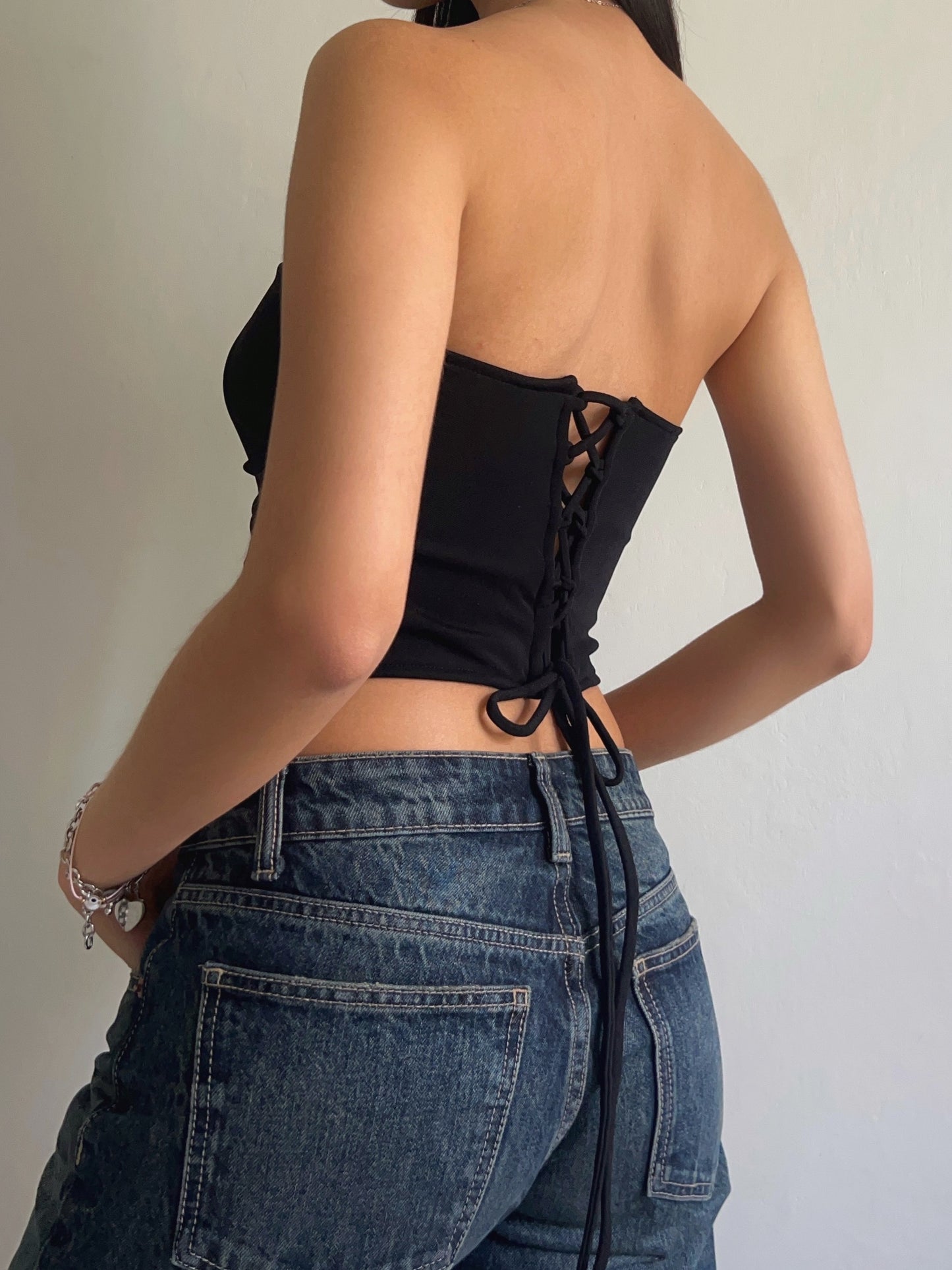 Corset Drapeado - Negro