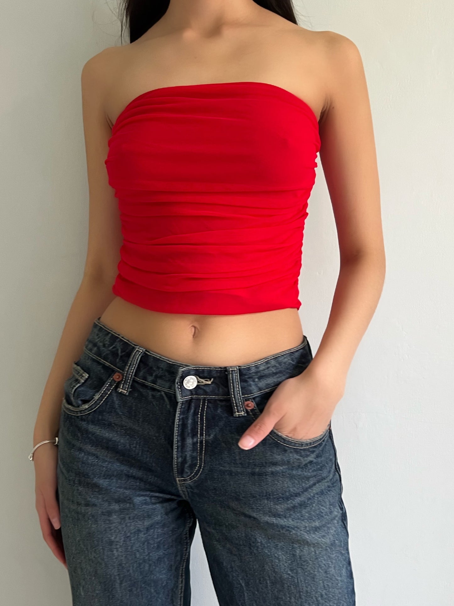 Top Strapless - Rojo