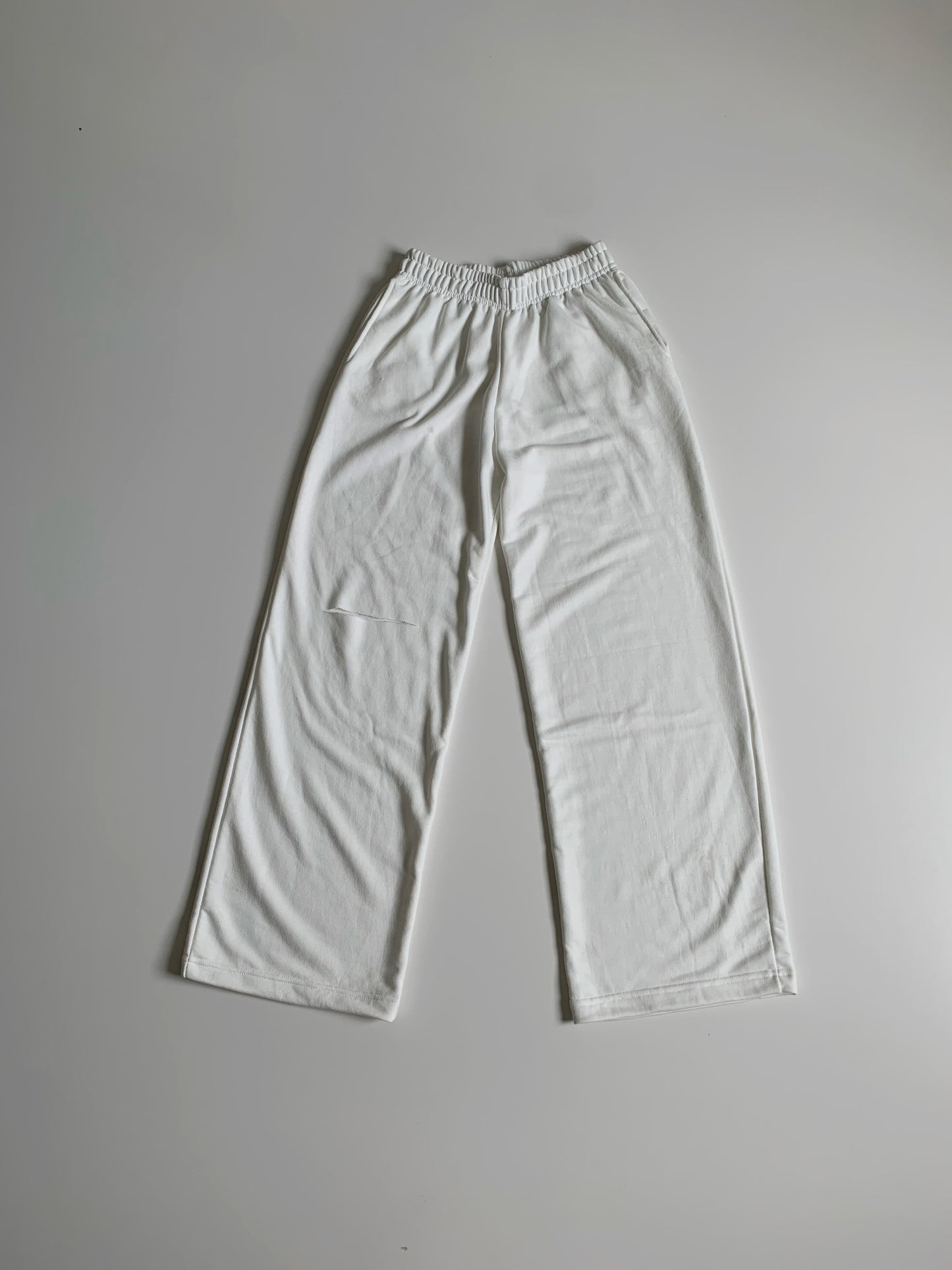 Wide Leg Pants Con Corte - Blanco Hueso