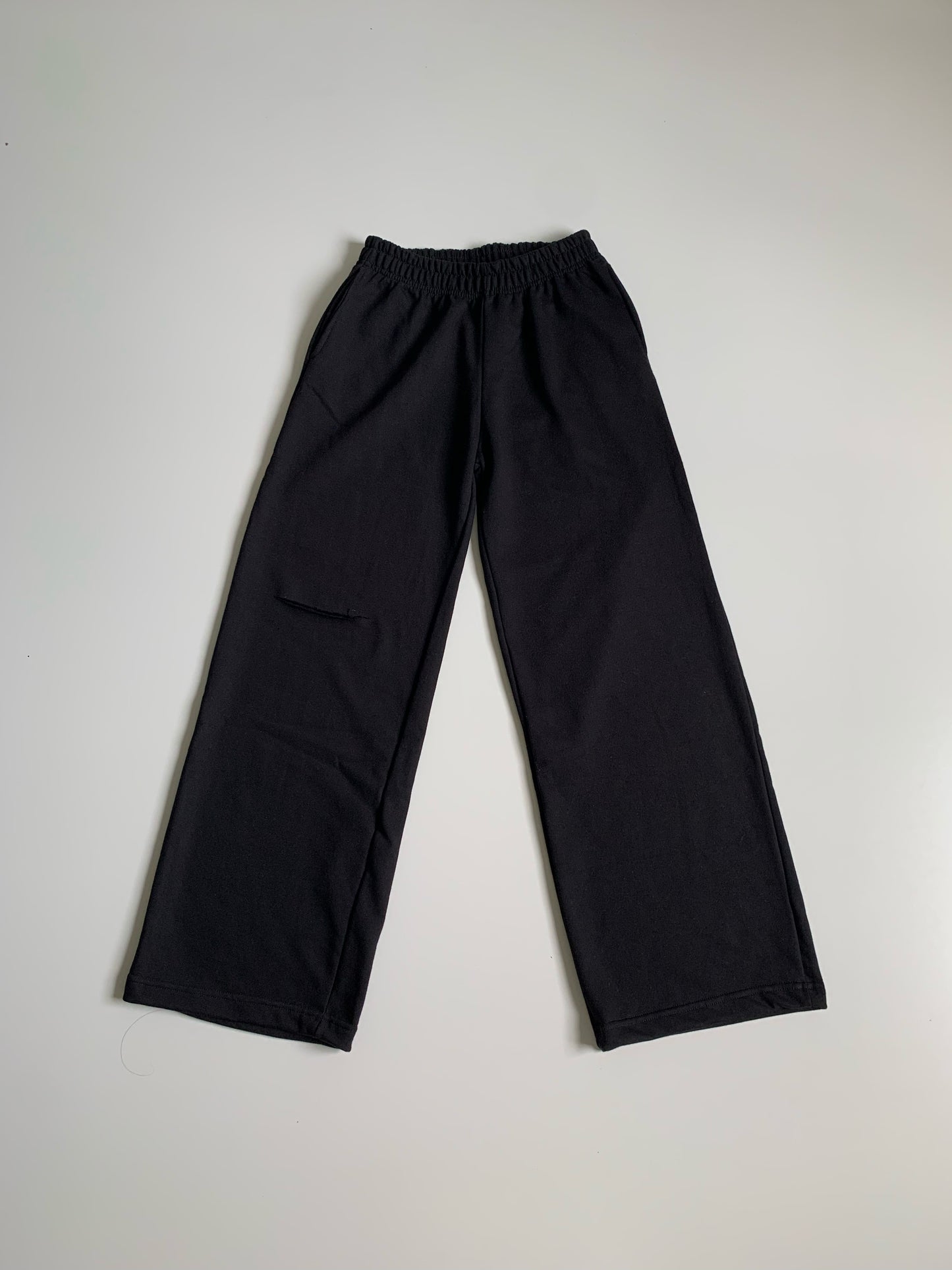 Wide Leg Pants Con Corte - Negro