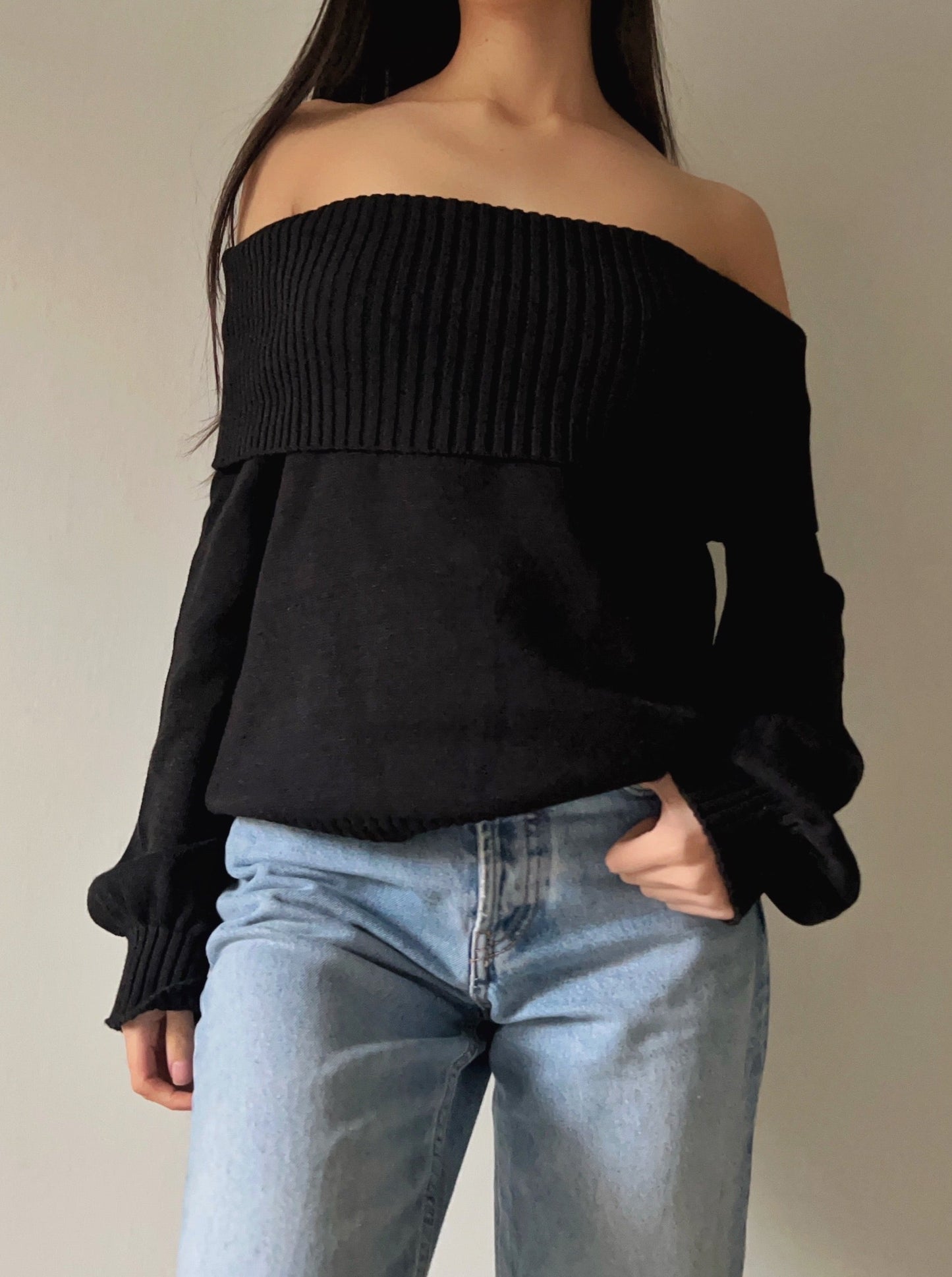 Sweater Off Shoulder - Negro