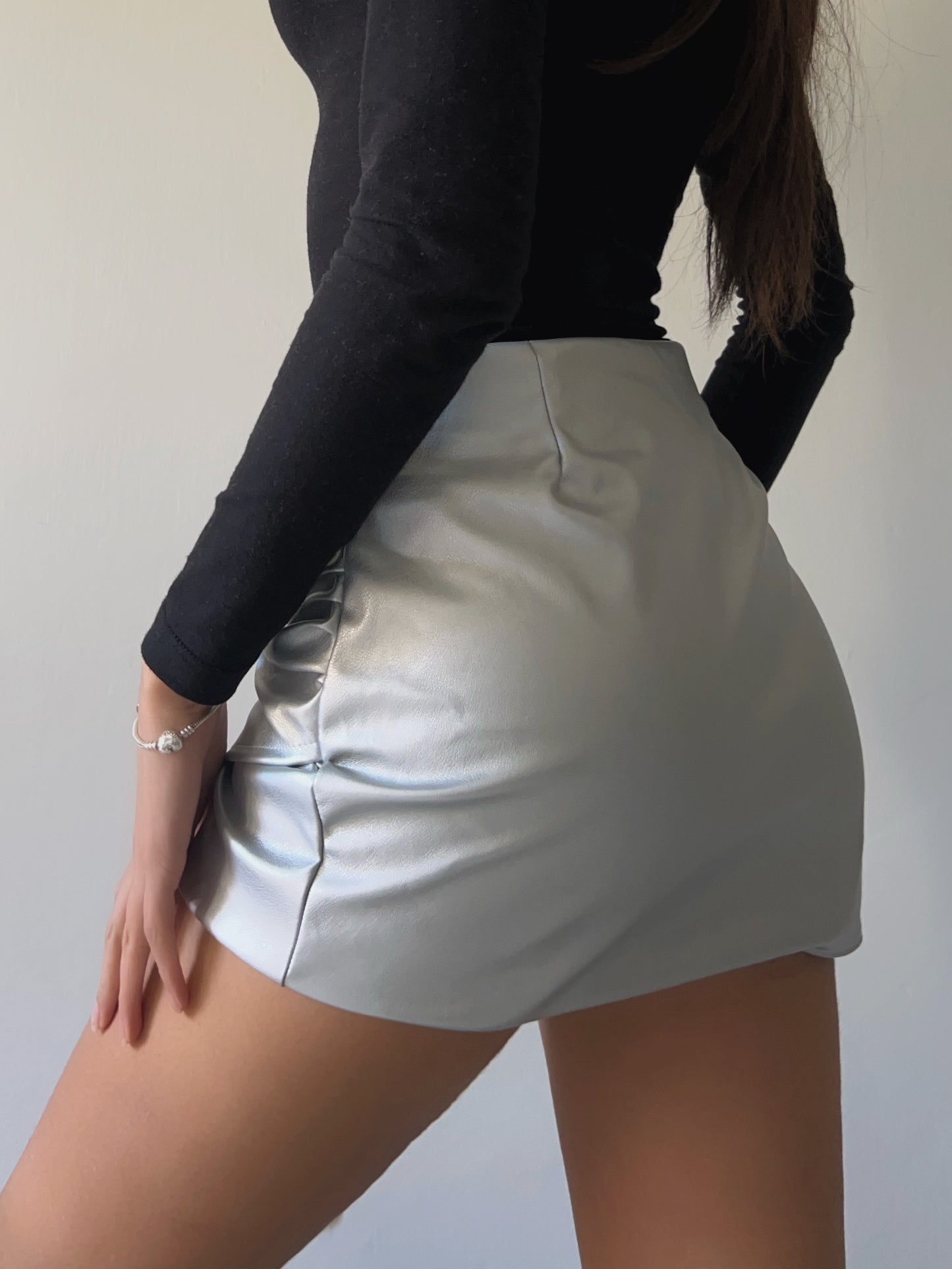 Leather Skirt Sofi - Plateado